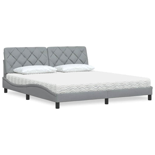 Bett mit Matratze Hellgrau 180x200 cm Stoff