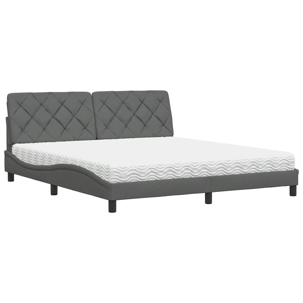 Bett mit Matratze Dunkelgrau 180x200 cm Stoff