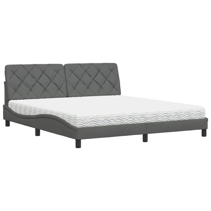 Bett mit Matratze Dunkelgrau 180x200 cm Stoff