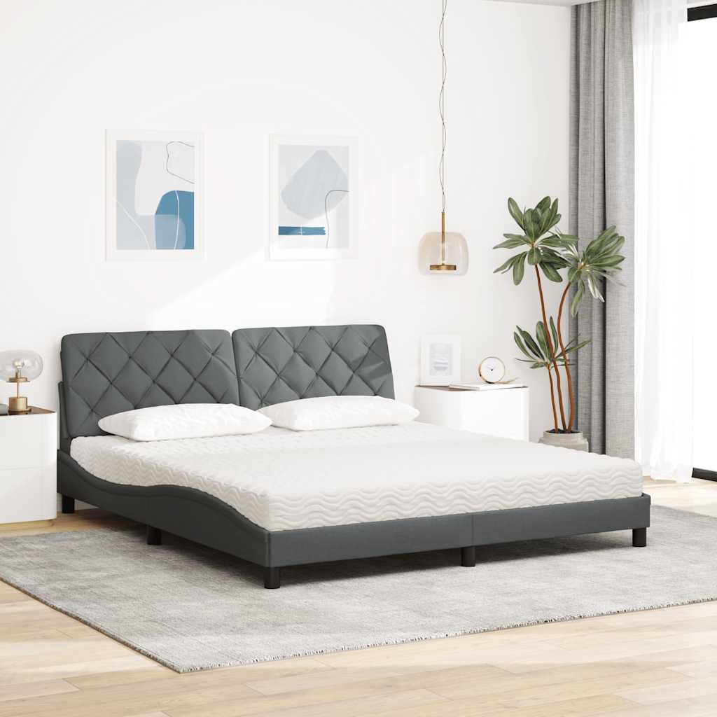 Bett mit Matratze Dunkelgrau 180x200 cm Stoff