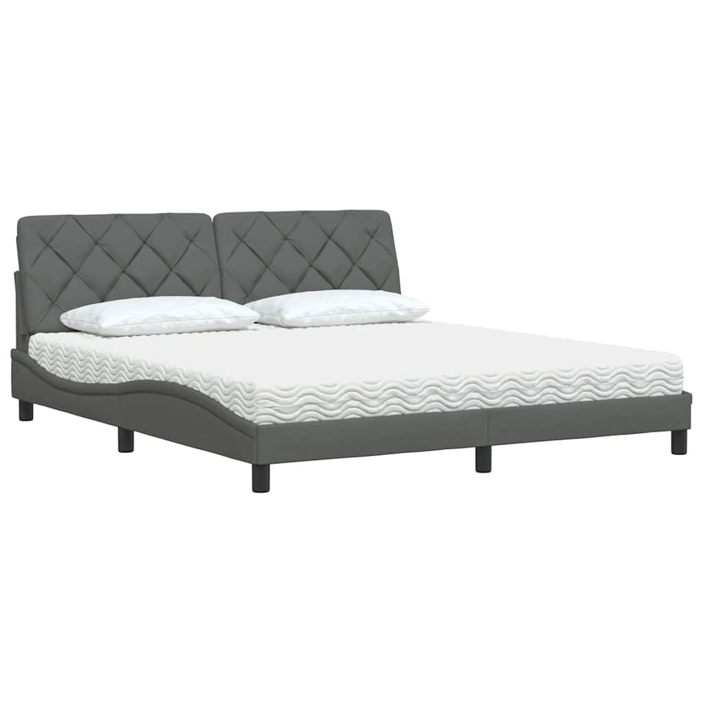 Bett mit Matratze Dunkelgrau 180x200 cm Stoff