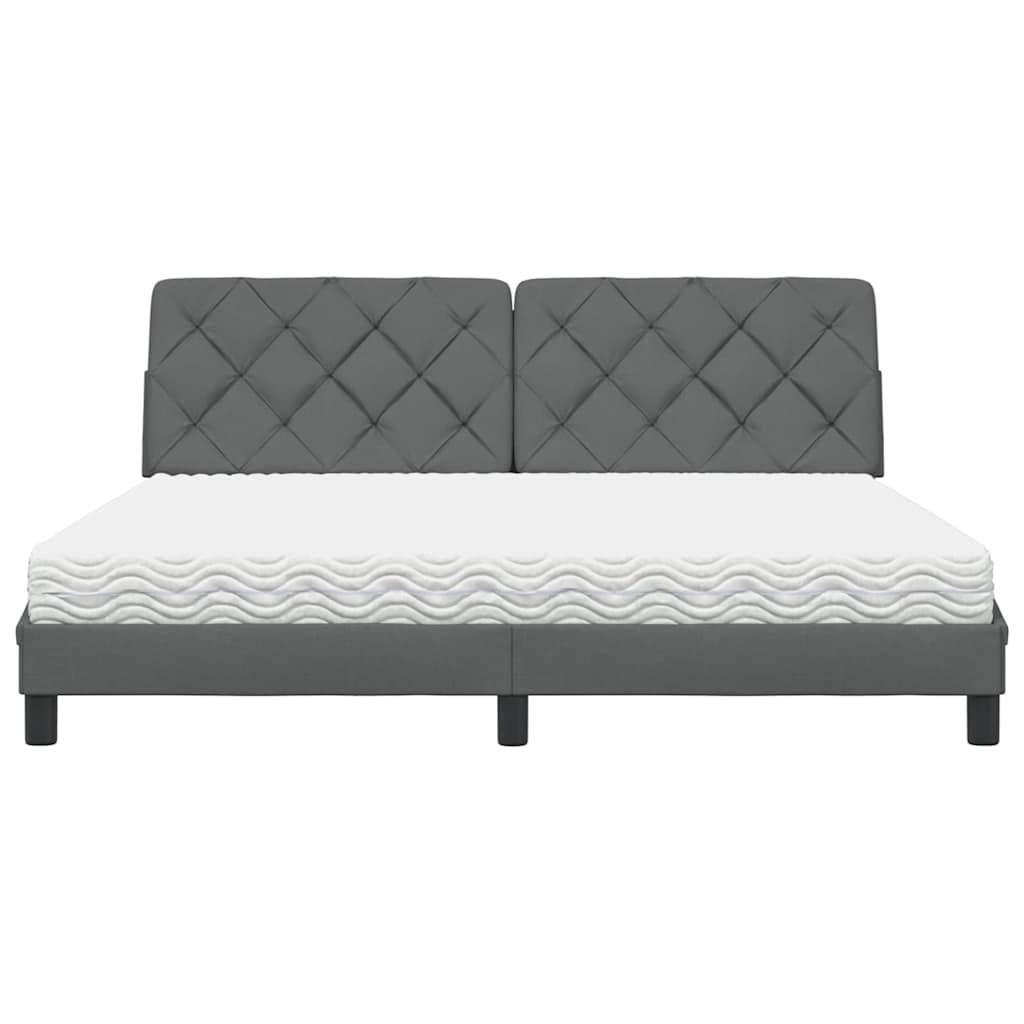 Bett mit Matratze Dunkelgrau 180x200 cm Stoff
