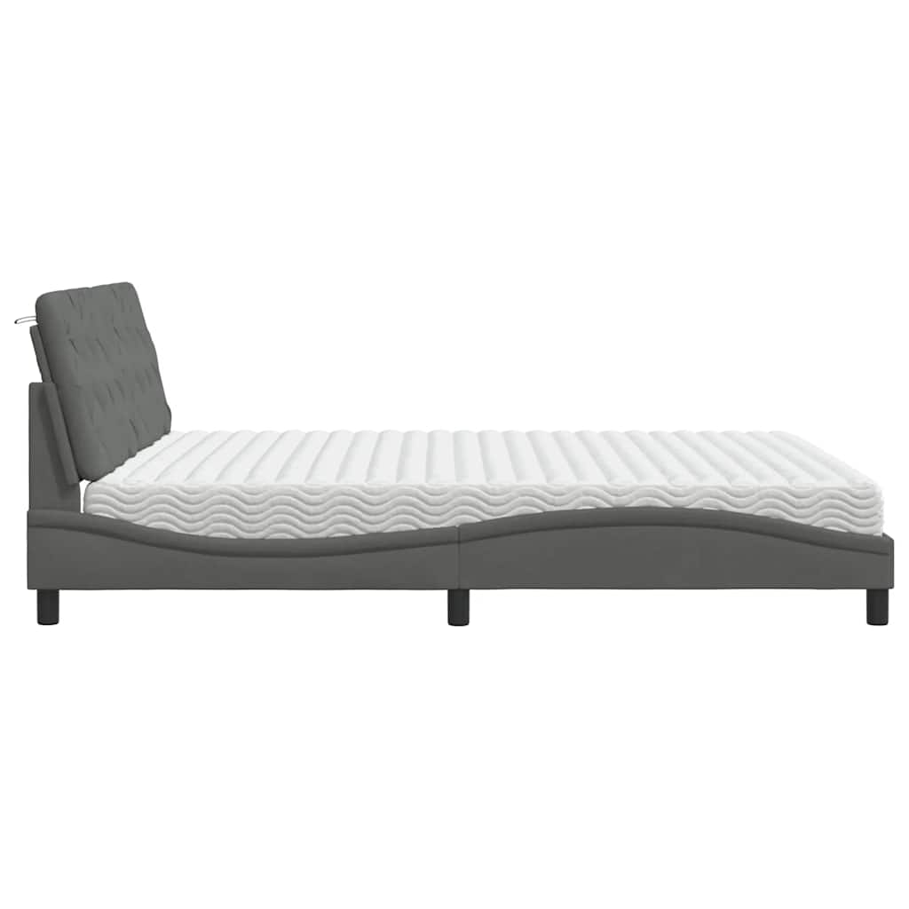 Bett mit Matratze Dunkelgrau 180x200 cm Stoff