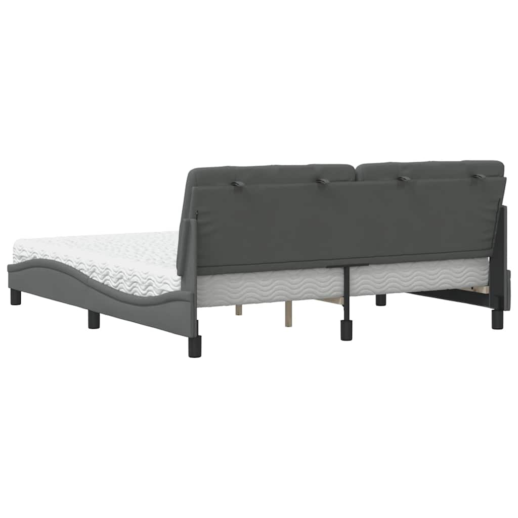 Bett mit Matratze Dunkelgrau 180x200 cm Stoff