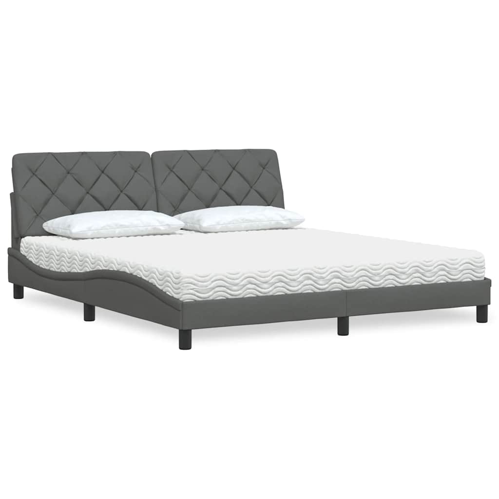 Bett mit Matratze Dunkelgrau 180x200 cm Stoff