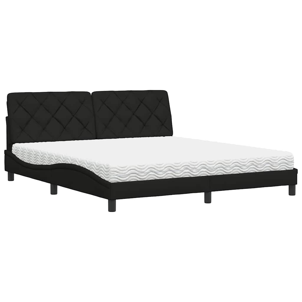 Bett mit Matratze Schwarz 180x200 cm Stoff