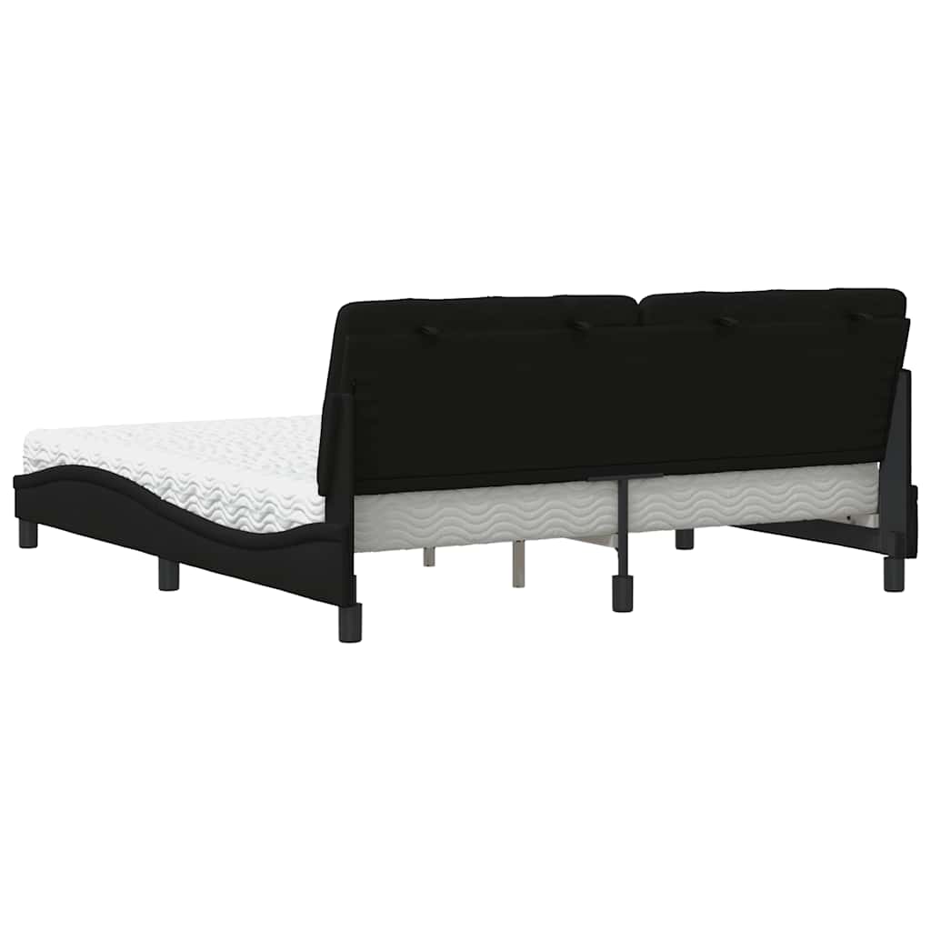 Bett mit Matratze Schwarz 180x200 cm Stoff