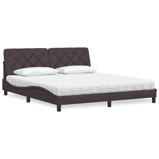 Bett mit Matratze Dunkelbraun 180x200 cm Stoff