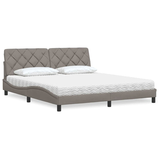 Bett mit Matratze Taupe 180x200 cm Stoff