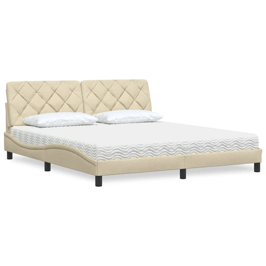 Bett mit Matratze Creme 180x200 cm Stoff