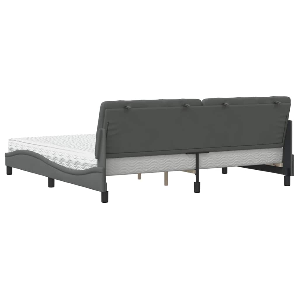 Bett mit Matratze Dunkelgrau 200x200 cm Stoff