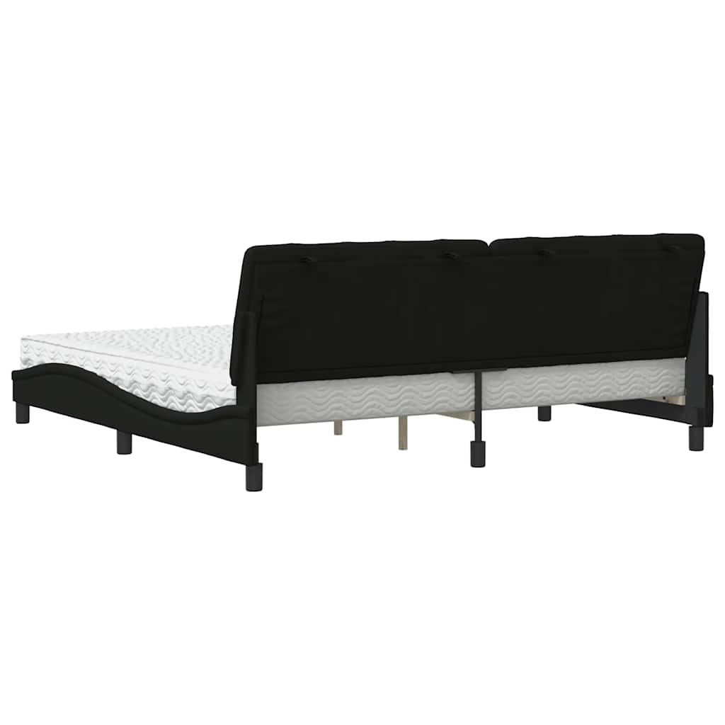 Bett mit Matratze Schwarz 200x200 cm Stoff