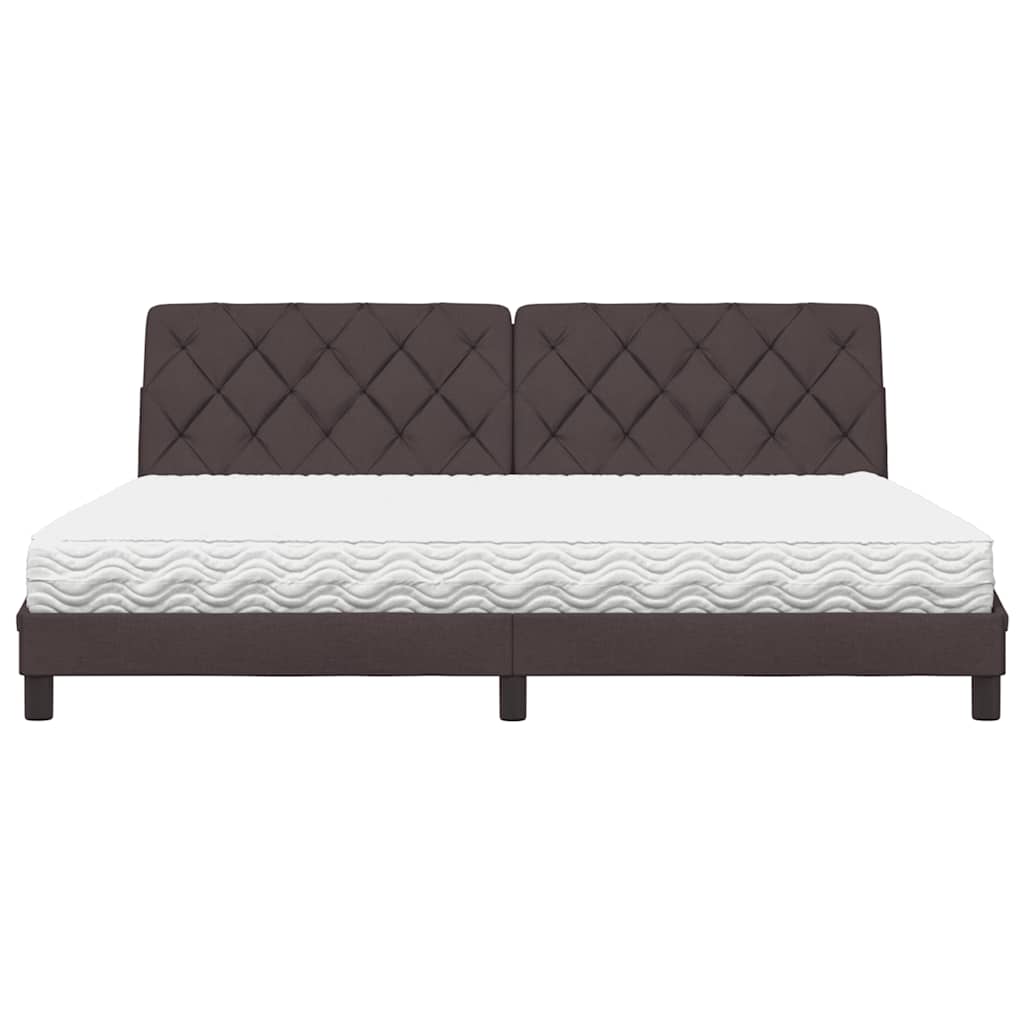 Bett mit Matratze Dunkelbraun 200x200 cm Stoff