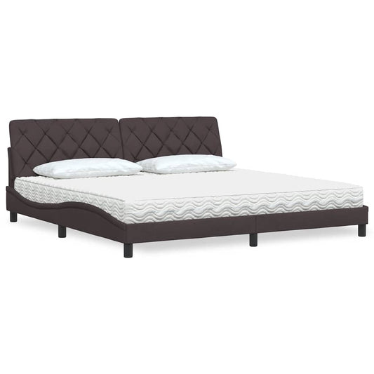 Bett mit Matratze Dunkelbraun 200x200 cm Stoff