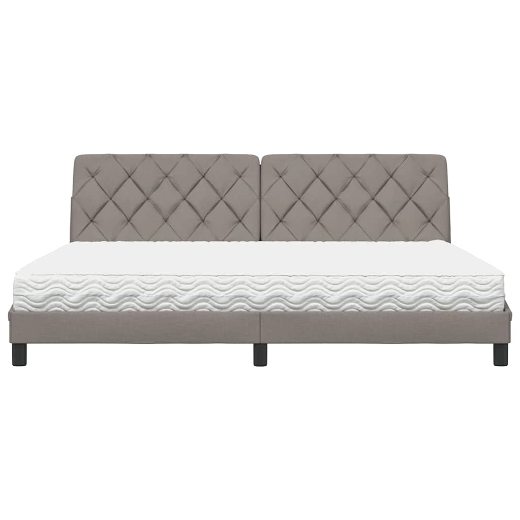 Bett mit Matratze Taupe 200x200 cm Stoff