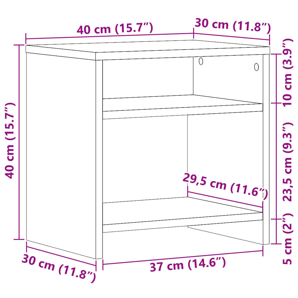 Table de chevet aspect bois de récupération 40x30x40 cm en bois