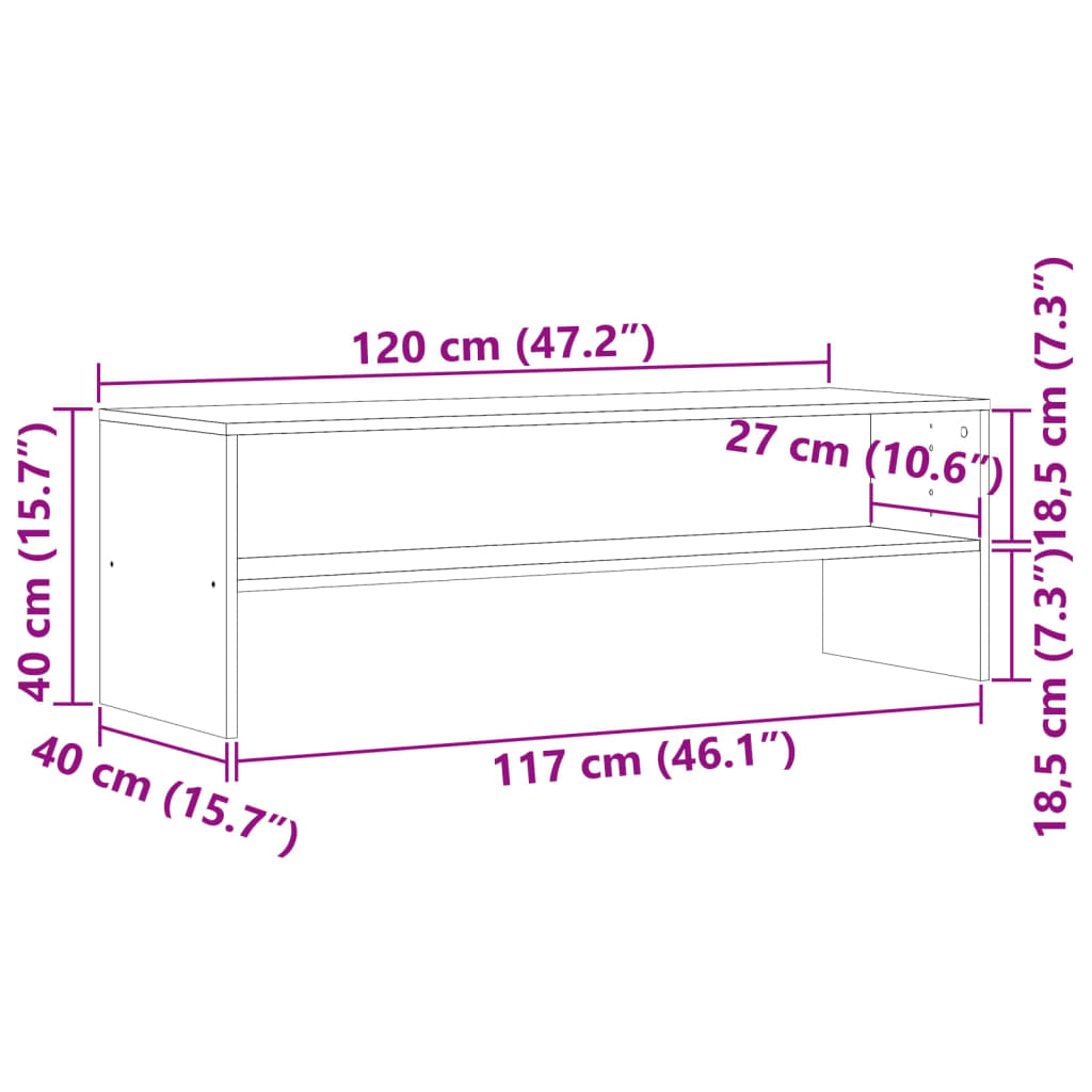 Meuble TV chêne artisanal marron 120x40x40 cm matériau bois