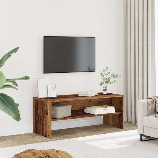 Étagère TV aspect bois de récupération 100x40x40 cm en bois