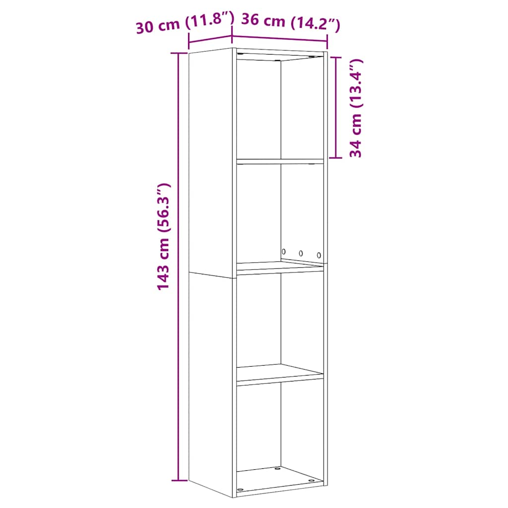 Bücherregal/TV-Schrank Artisan-Eiche 36x30x143 cm Holzwerkstoff