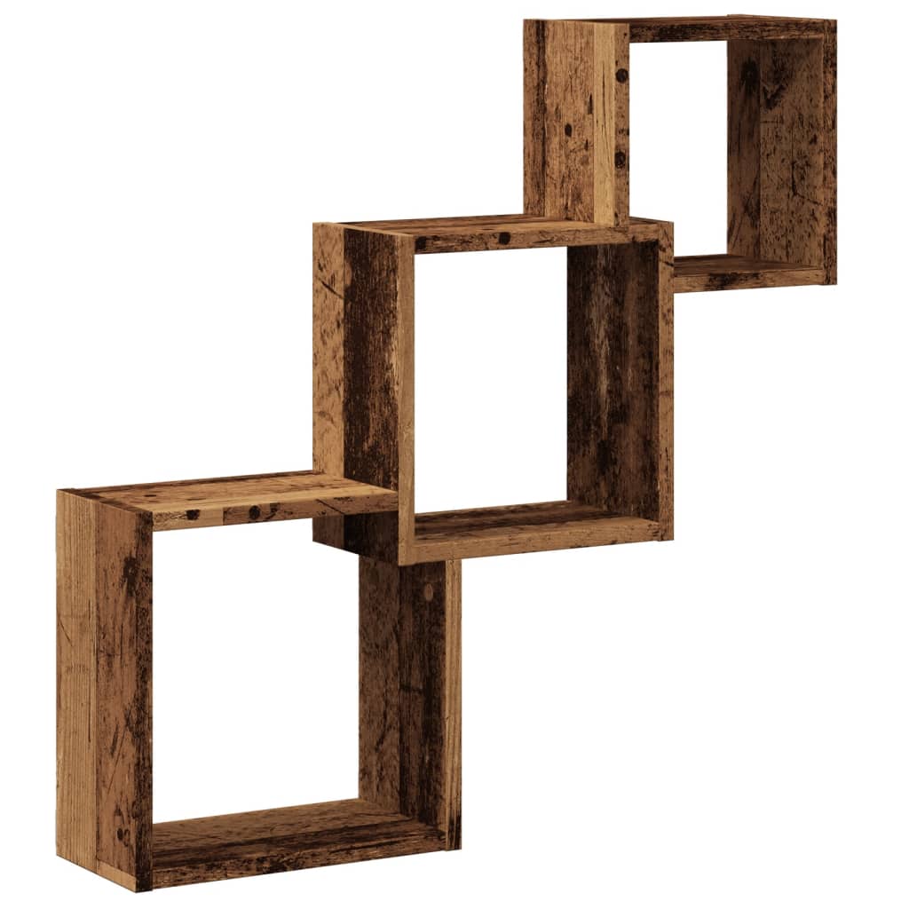 Étagères cubiques aspect bois de récupération 68x15x68 cm en matériau bois