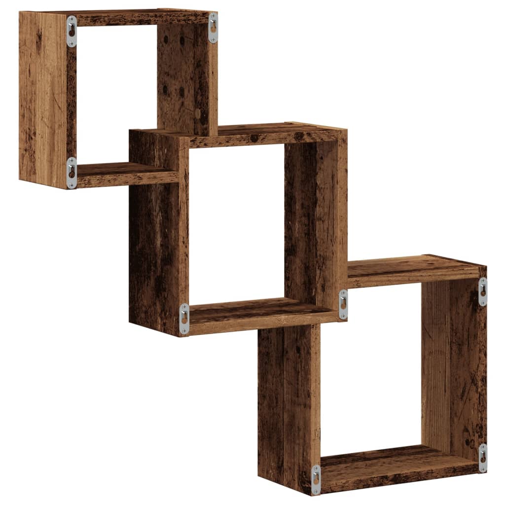 Étagères cubiques aspect bois de récupération 68x15x68 cm en matériau bois