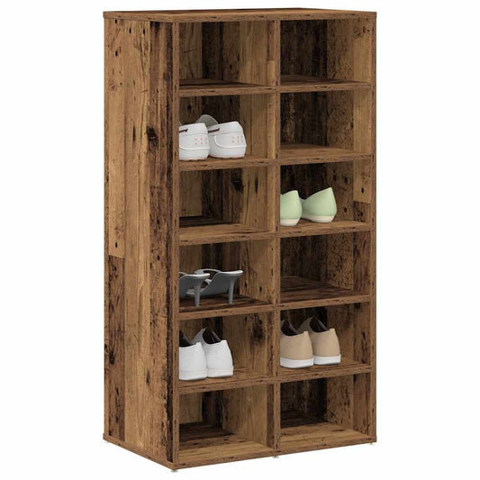 Étagère à chaussures aspect bois de récupération 54x34x100,5 cm en bois