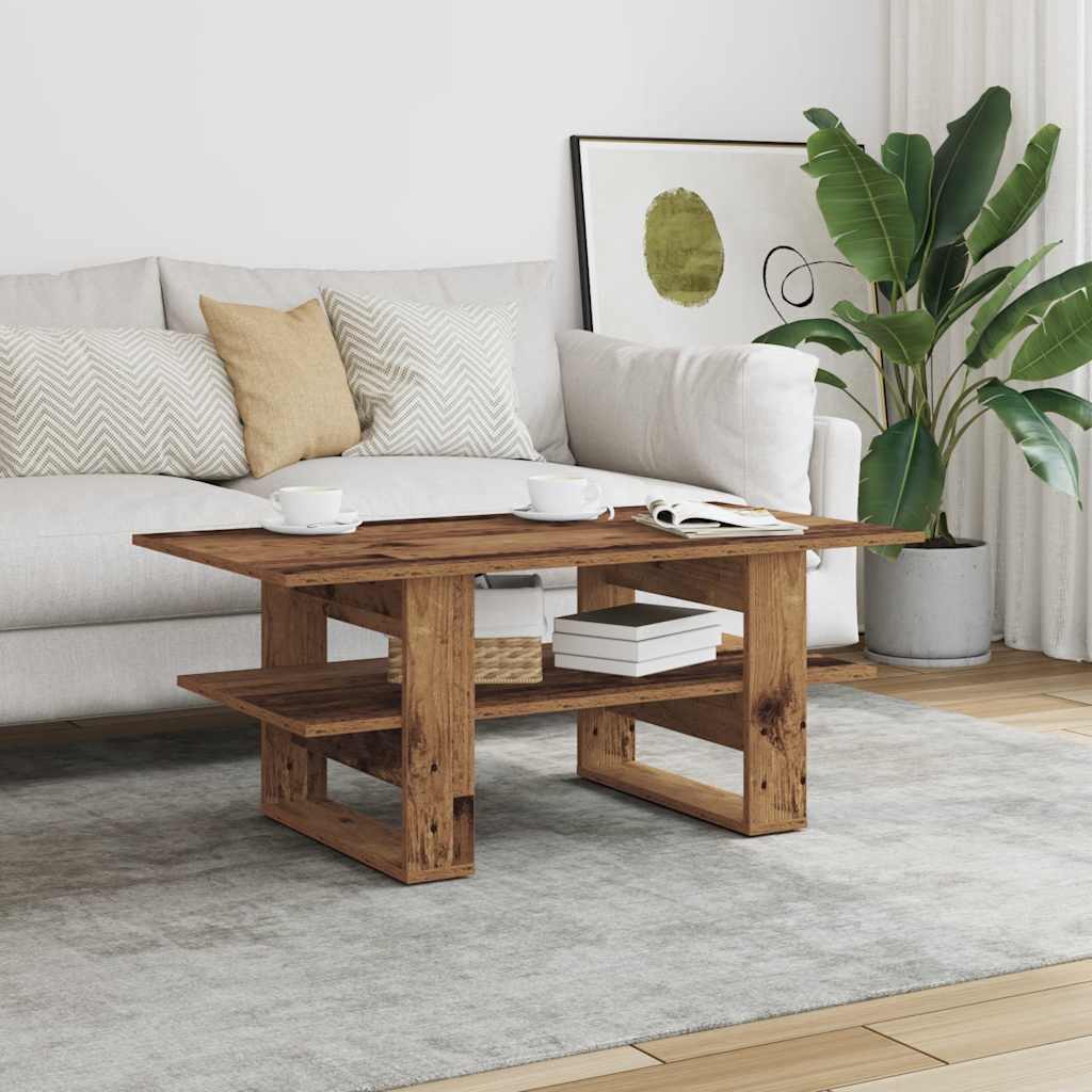 Table basse aspect bois de récupération 102x55x42 cm en bois