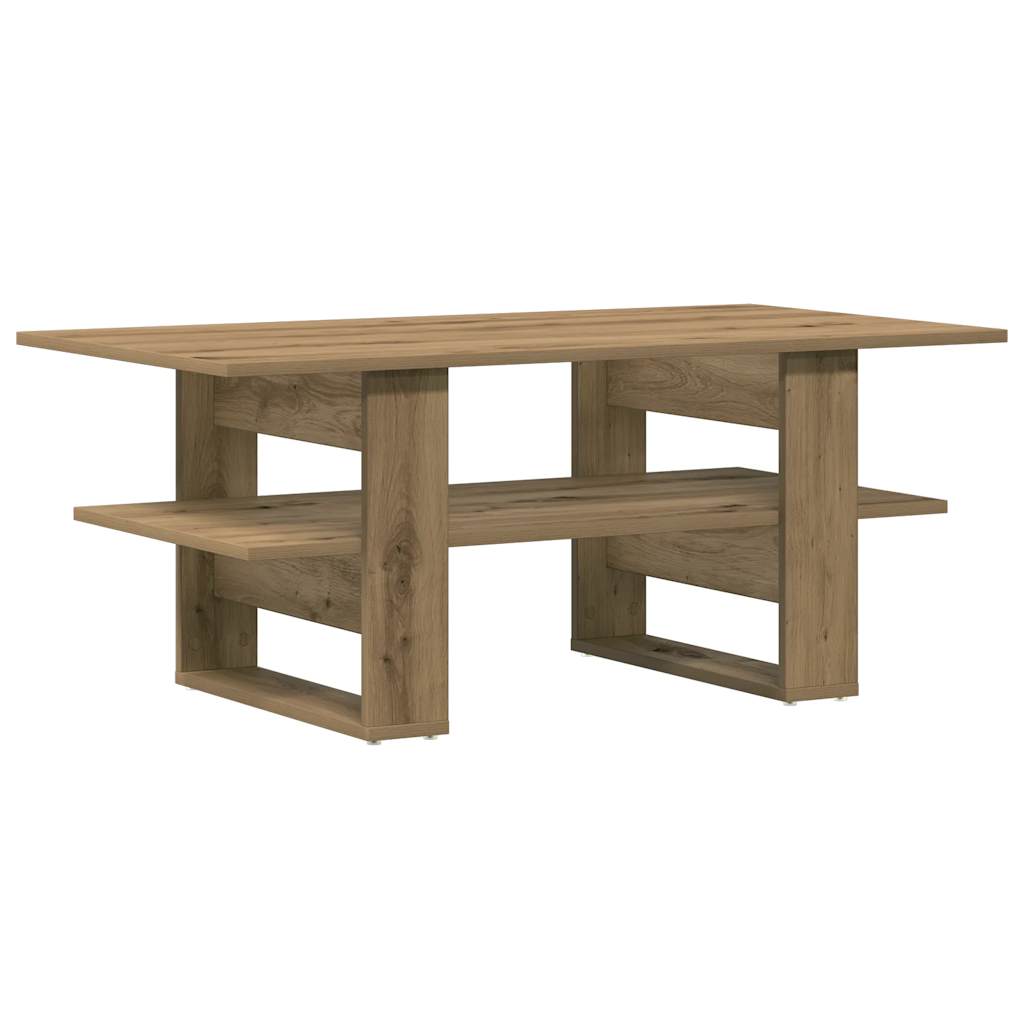 Table basse artisanale en chêne 102x55x42 cm matériau bois