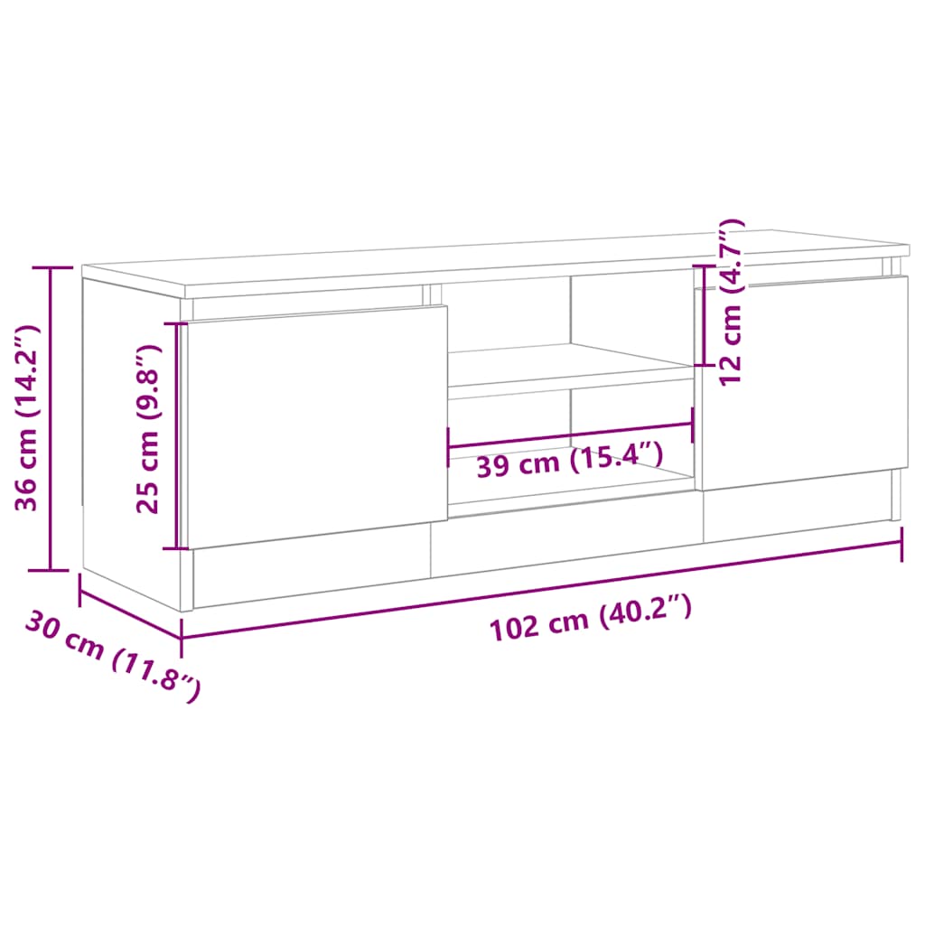 TV-Schrank Altholz-Optik 102x30x36 cm Holzwerkstoff