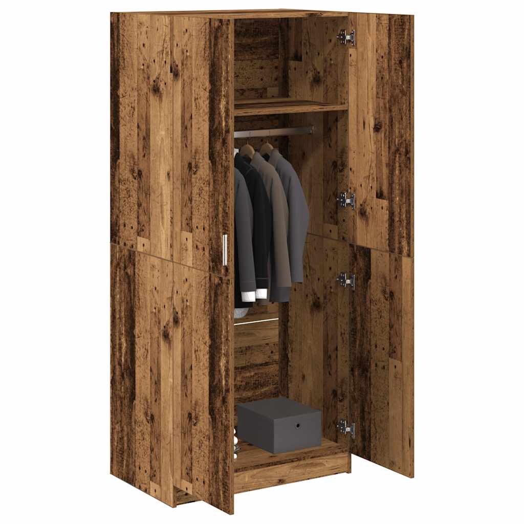 Armoire aspect bois de récupération 90x52x200 cm en matériau bois