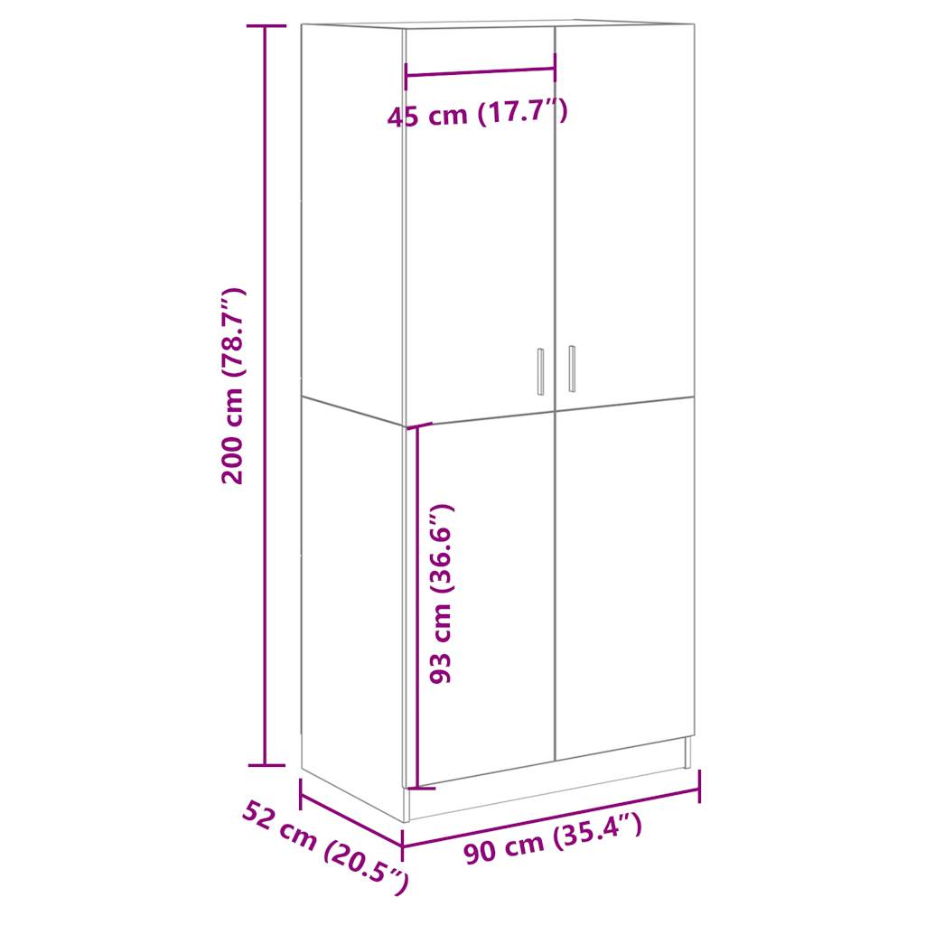 Kleiderschrank Altholz-Optik 90x52x200 cm Holzwerkstoff