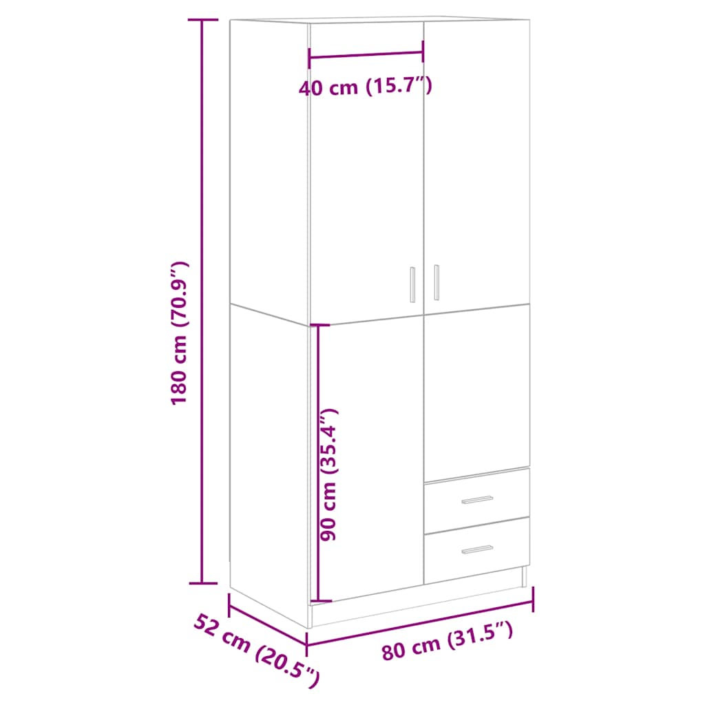 Armoire aspect bois de récupération 80x52x180 cm en bois