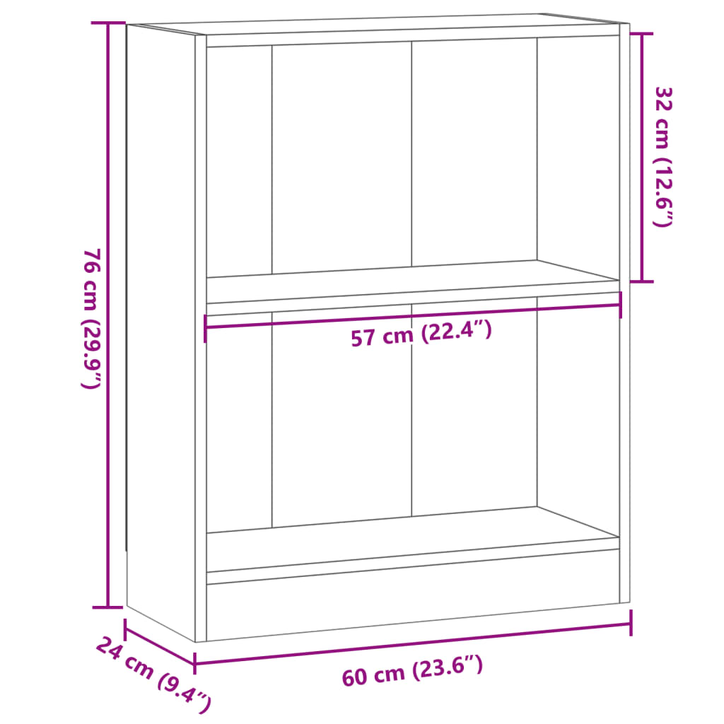 Bibliothèque aspect bois de récupération 60x24x76 cm en matériau bois