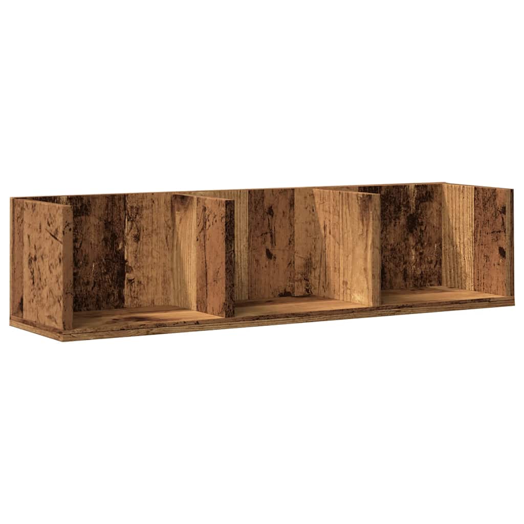 Étagère murale pour CD aspect bois de récupération 75x18x18 cm matériau bois