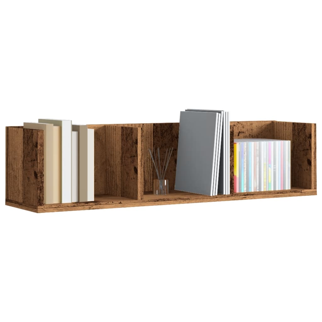 Étagère murale pour CD aspect bois de récupération 75x18x18 cm matériau bois