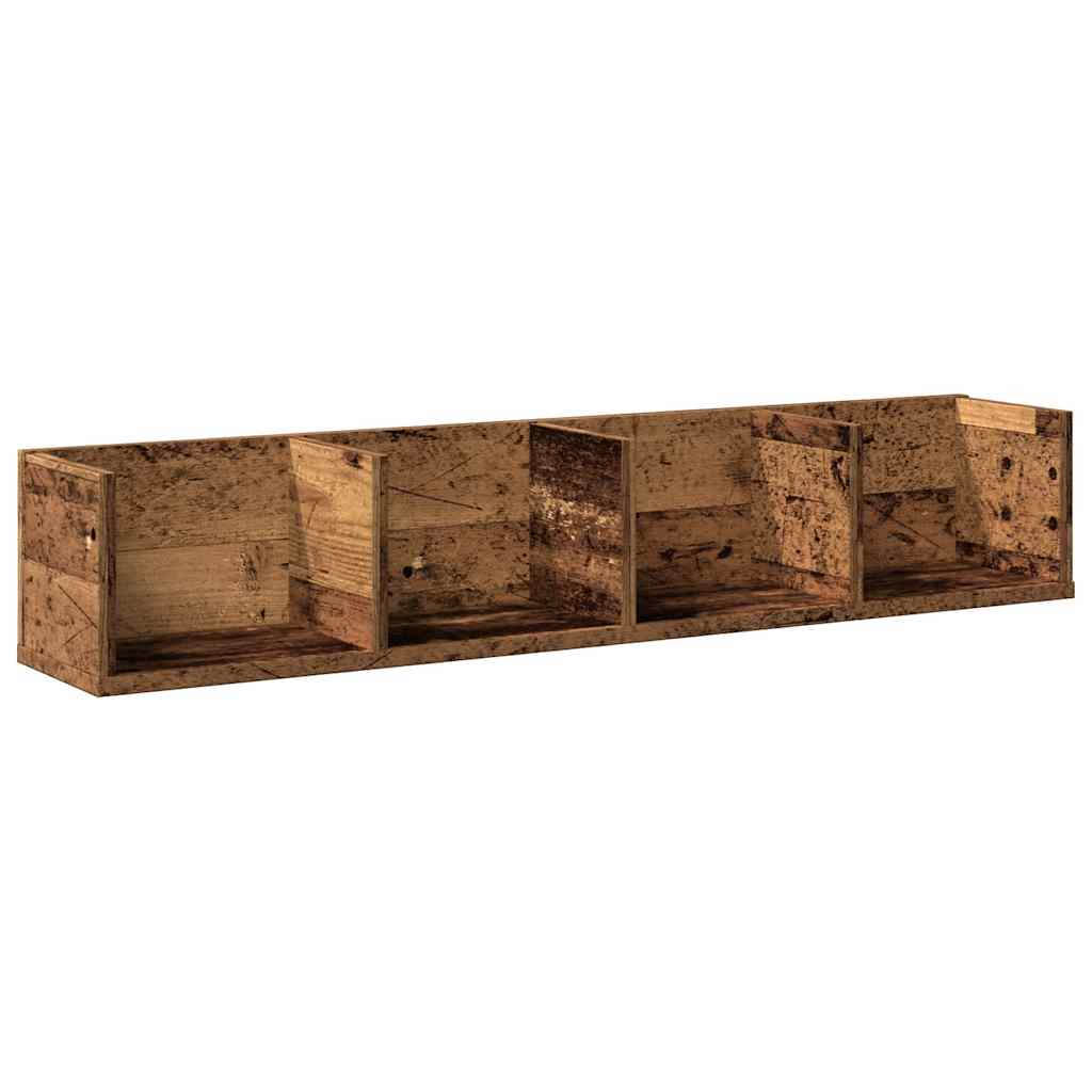 Etagère murale CD aspect bois de récupération 100x18x18 cm en bois