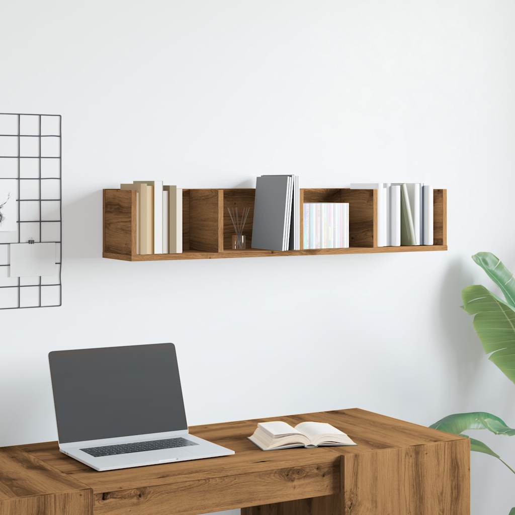 Etagère murale CD Chêne artisanal 100x18x18 cm matière bois