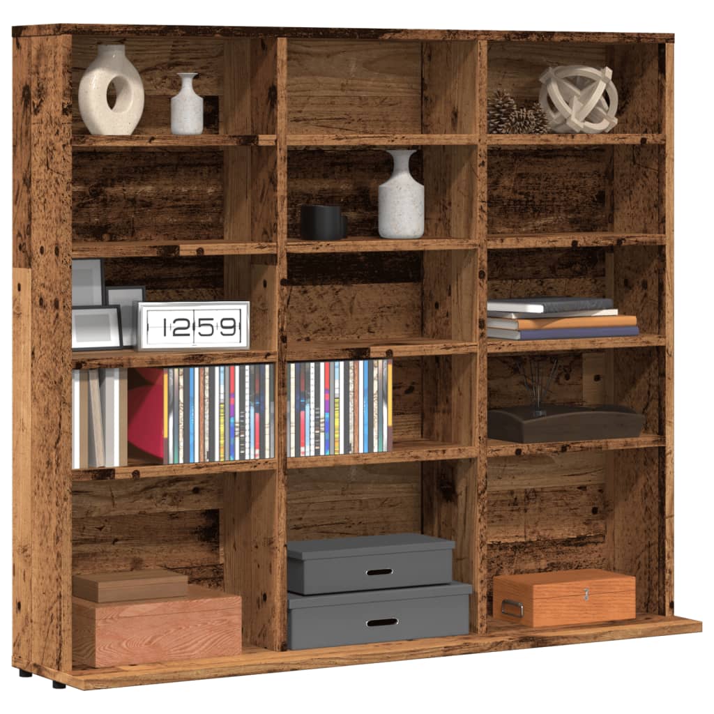 Étagère à CD aspect bois de récupération 100x23x89,5 cm matériau bois