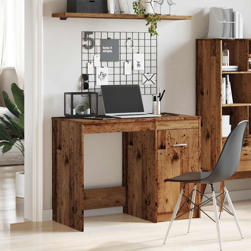 Bureau aspect bois de récupération 100x50x76 cm en bois