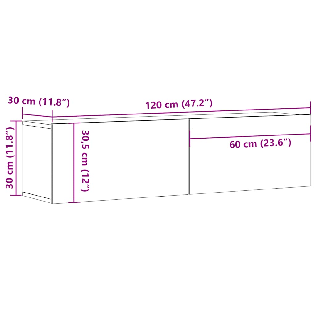 TV-Wandschrank Artisan-Eiche 120x30x30 cm Holzwerkstoff