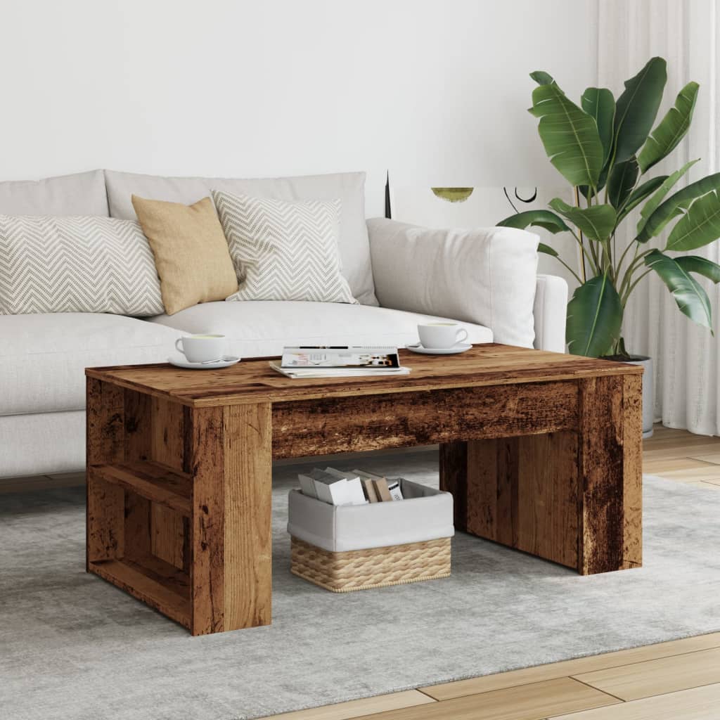 Table basse aspect bois de récupération 102x55x42 cm en bois