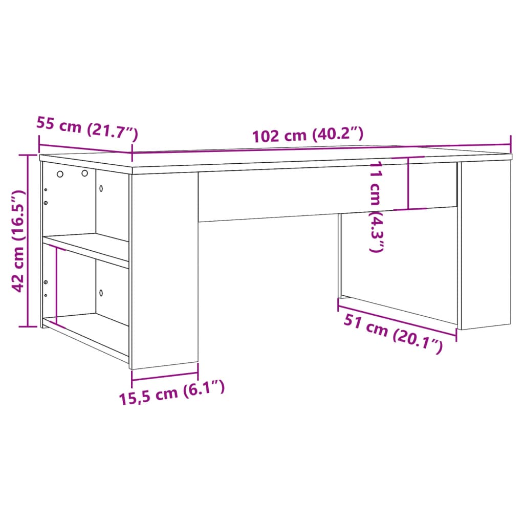 Table basse aspect bois de récupération 102x55x42 cm en bois