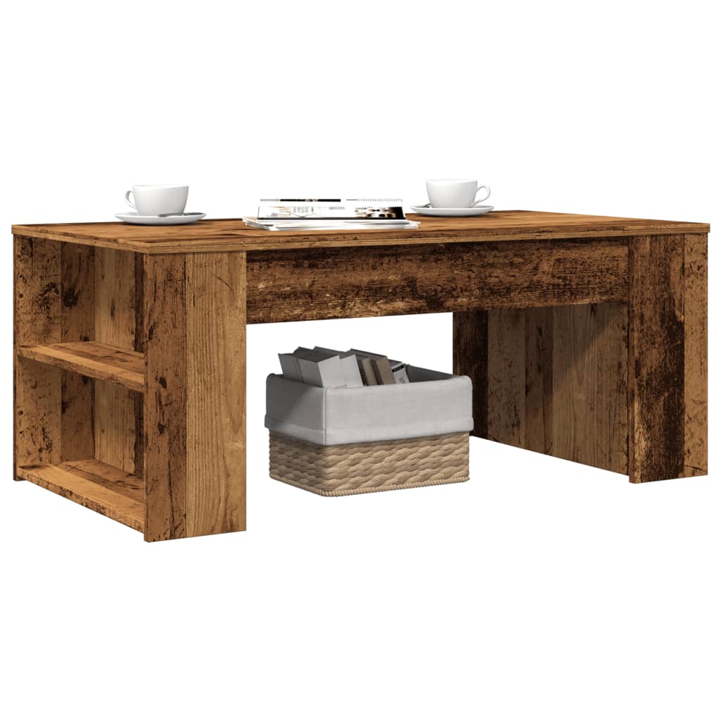 Table basse aspect bois de récupération 102x55x42 cm en bois