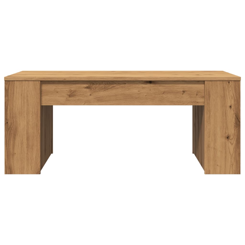 Table basse artisanale en chêne 102x55x42 cm matériau bois