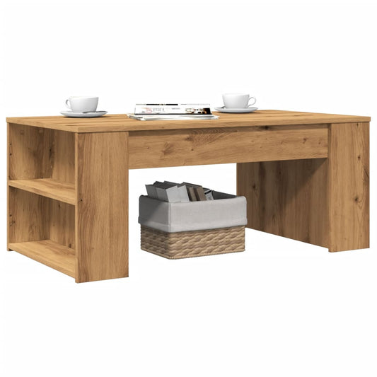 Table basse artisanale en chêne 102x55x42 cm matériau bois