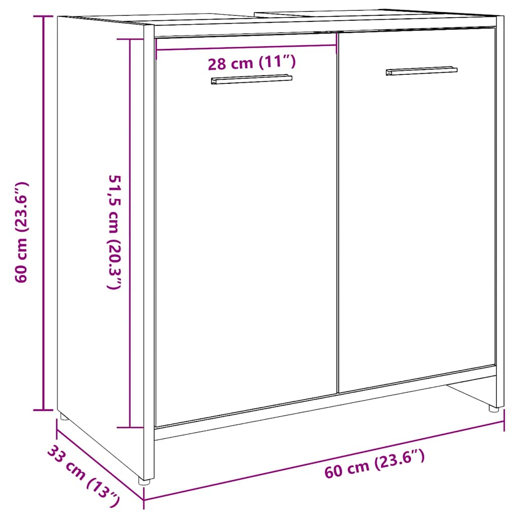 Waschbeckenunterschrank Artisan-Eiche 60x33x60 cm