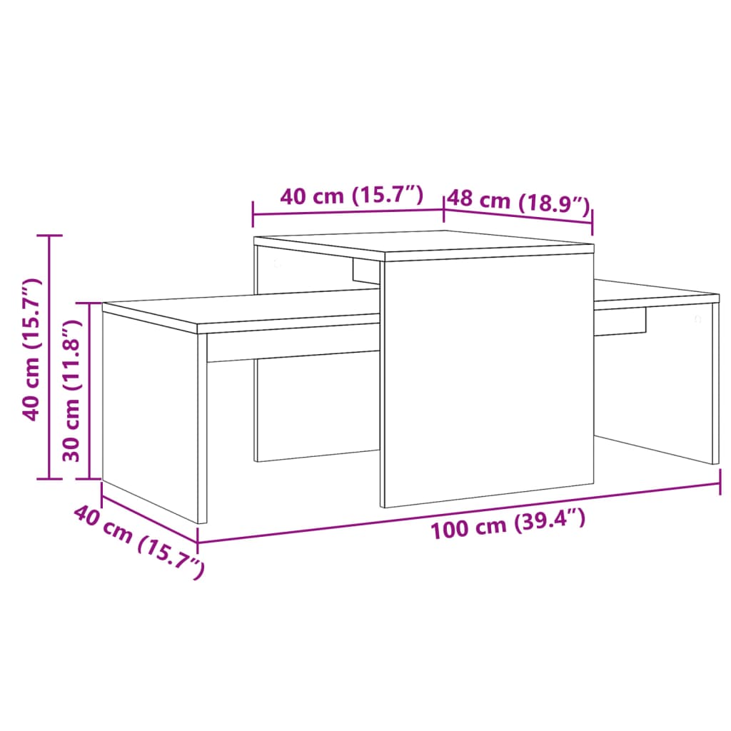 Table basse aspect bois de récupération 100x48x40 cm en bois