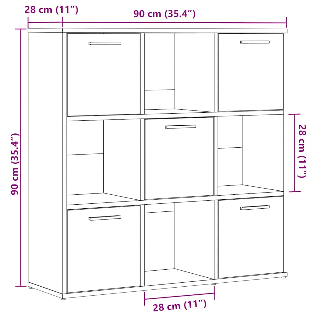 Bibliothèque aspect bois de récupération 90x28x90 cm en matériau bois