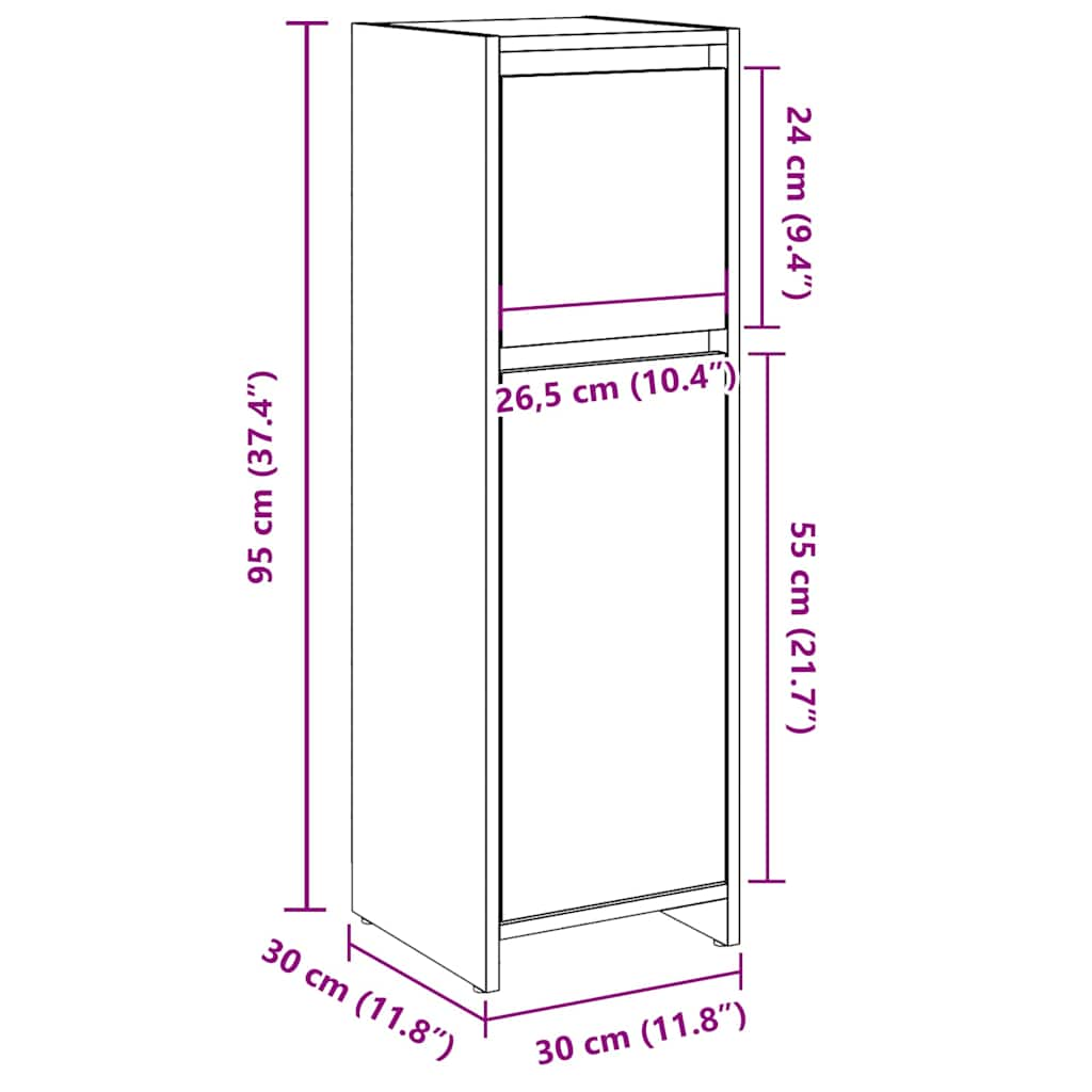 Badezimmerschrank Betongrau 30x30x95 cm Holzwerkstoff