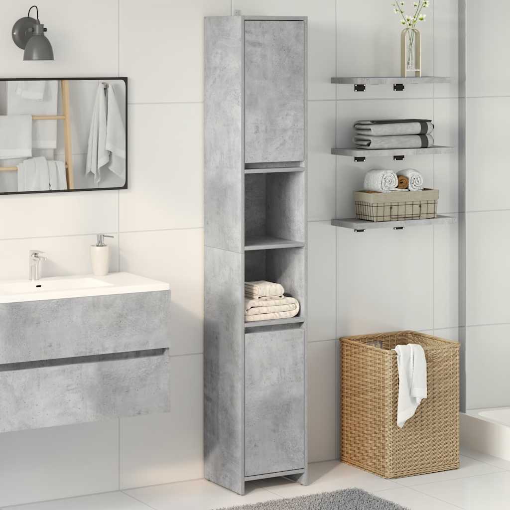 Meuble de salle de bain gris béton 30x30x183,5 cm en bois